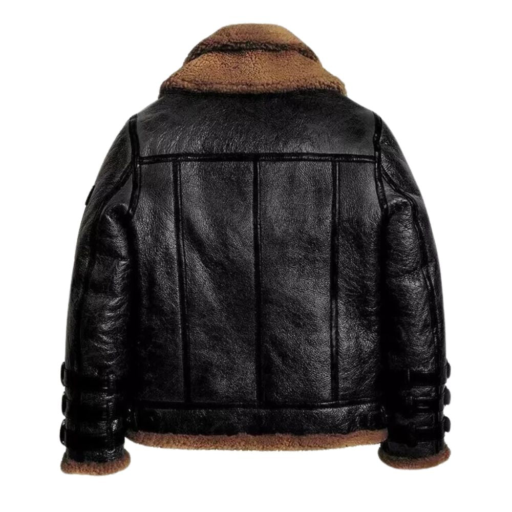 Veste B3 RAF pour homme en cuir mouton noir