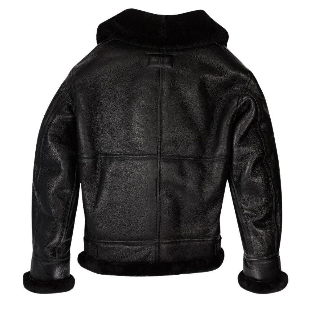 Blouson B3 style aviateur en cuir mouton noirmouton retourné