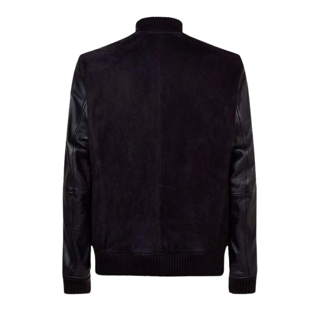 Blouson bombardier classique pour homme en suédé noir