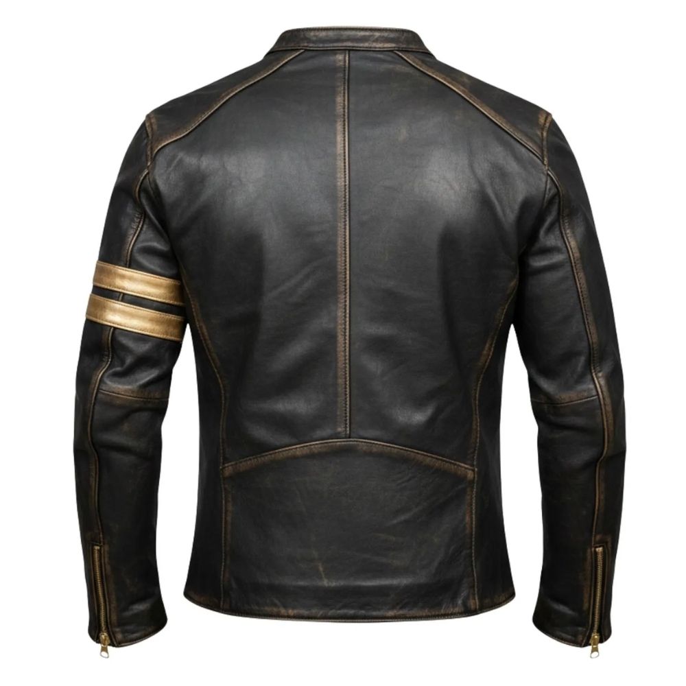 Blouson moto cuir noir homme haute qualité peau de vache