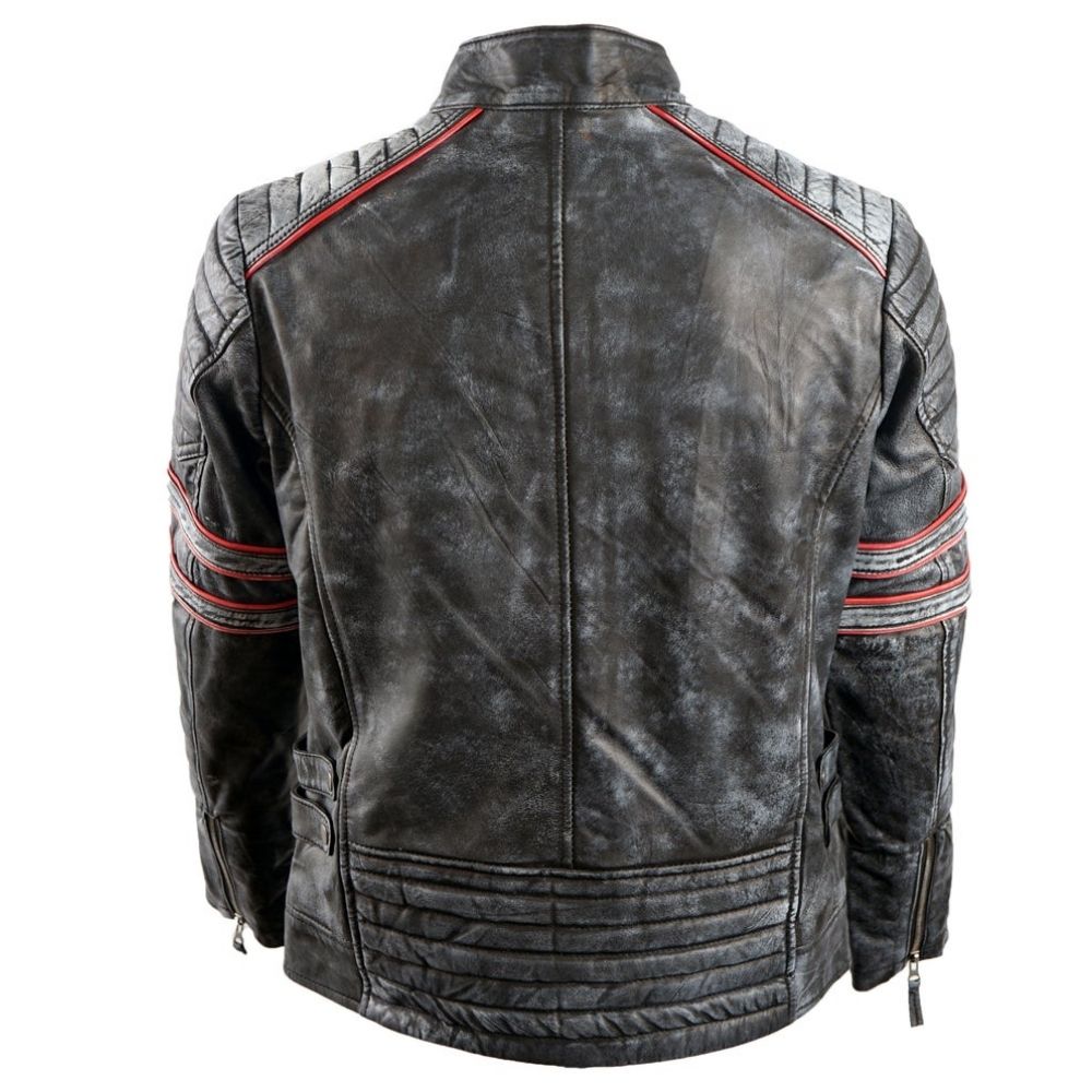 Veste cuir gris homme design racer