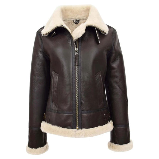 Blouson Aviateur Femme Shearling Capuche Hiver