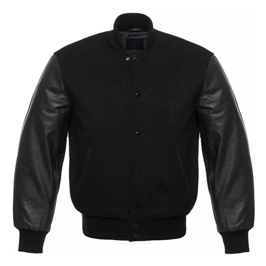 Blouson laine noire style Bombardier pour homme