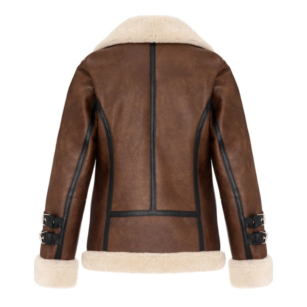 Veste hiver femme style aviateur B3 en cuir et mouton