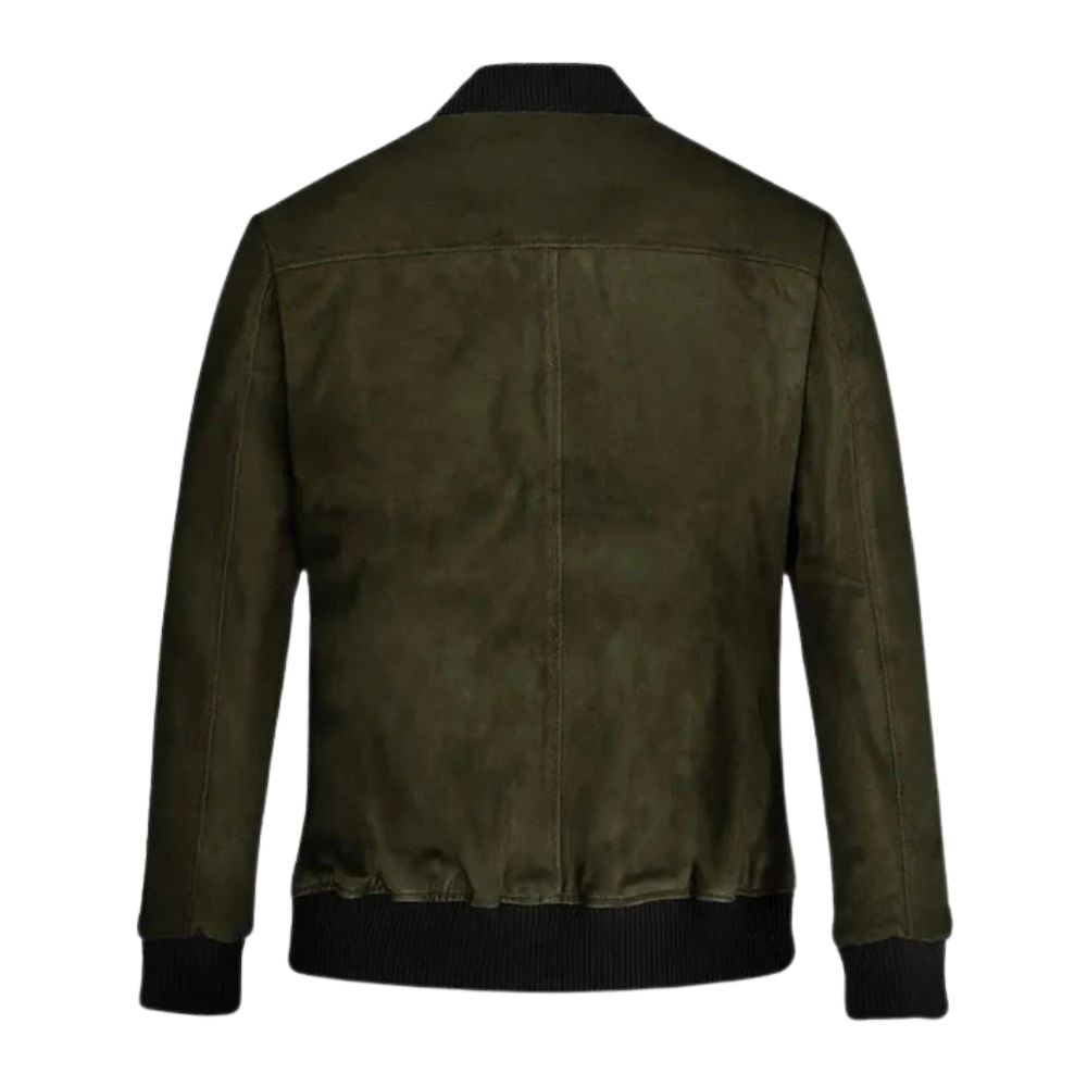 Blouson bomber homme en suédé vert