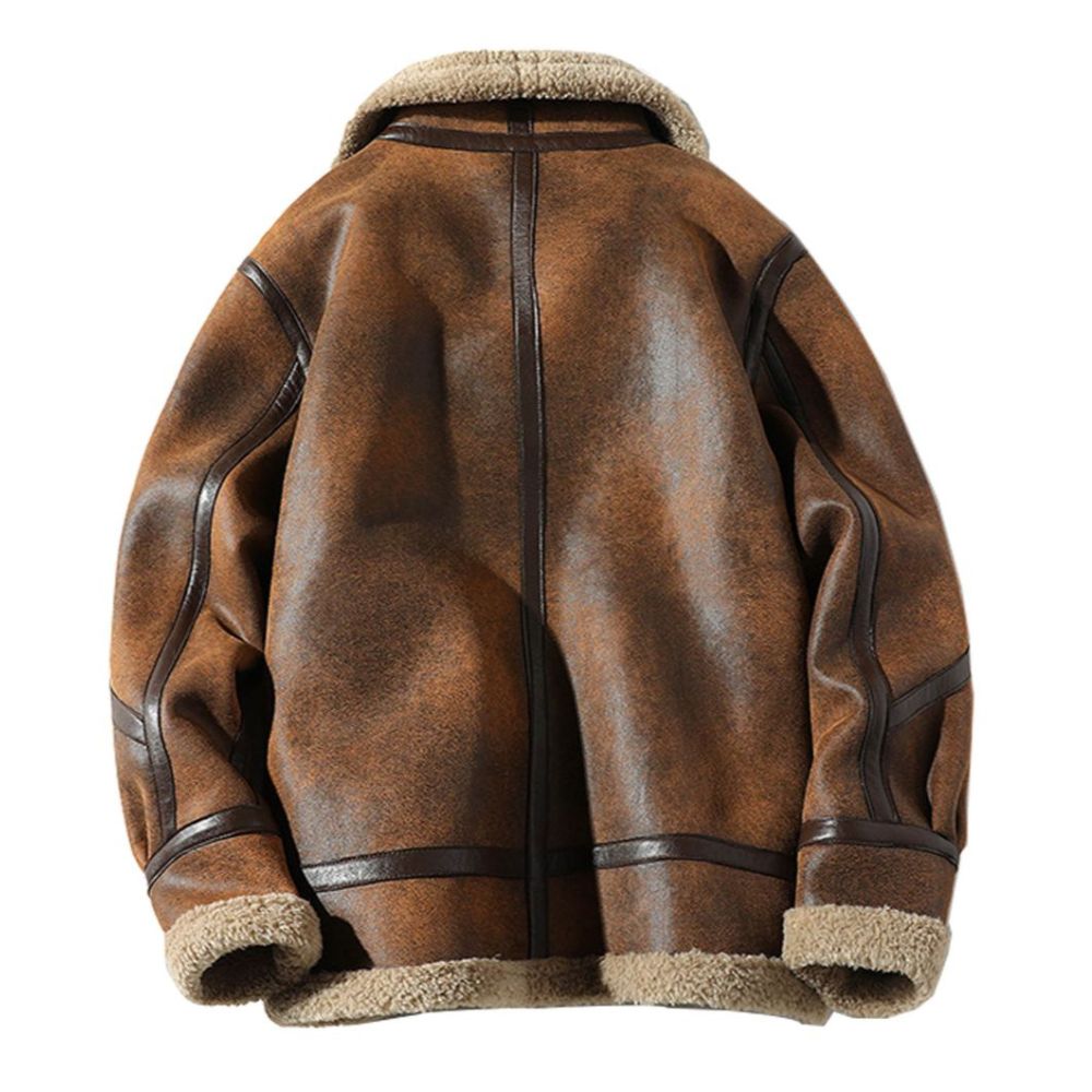 Blouson homme cuir mouton doublé sherpa chaude