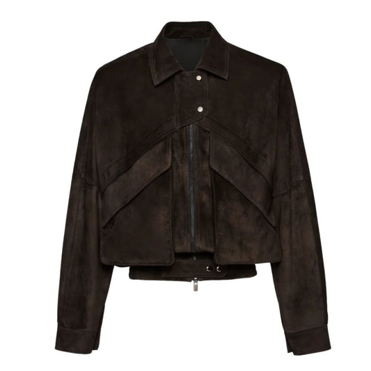 Blouson suédé marron pour femme style court