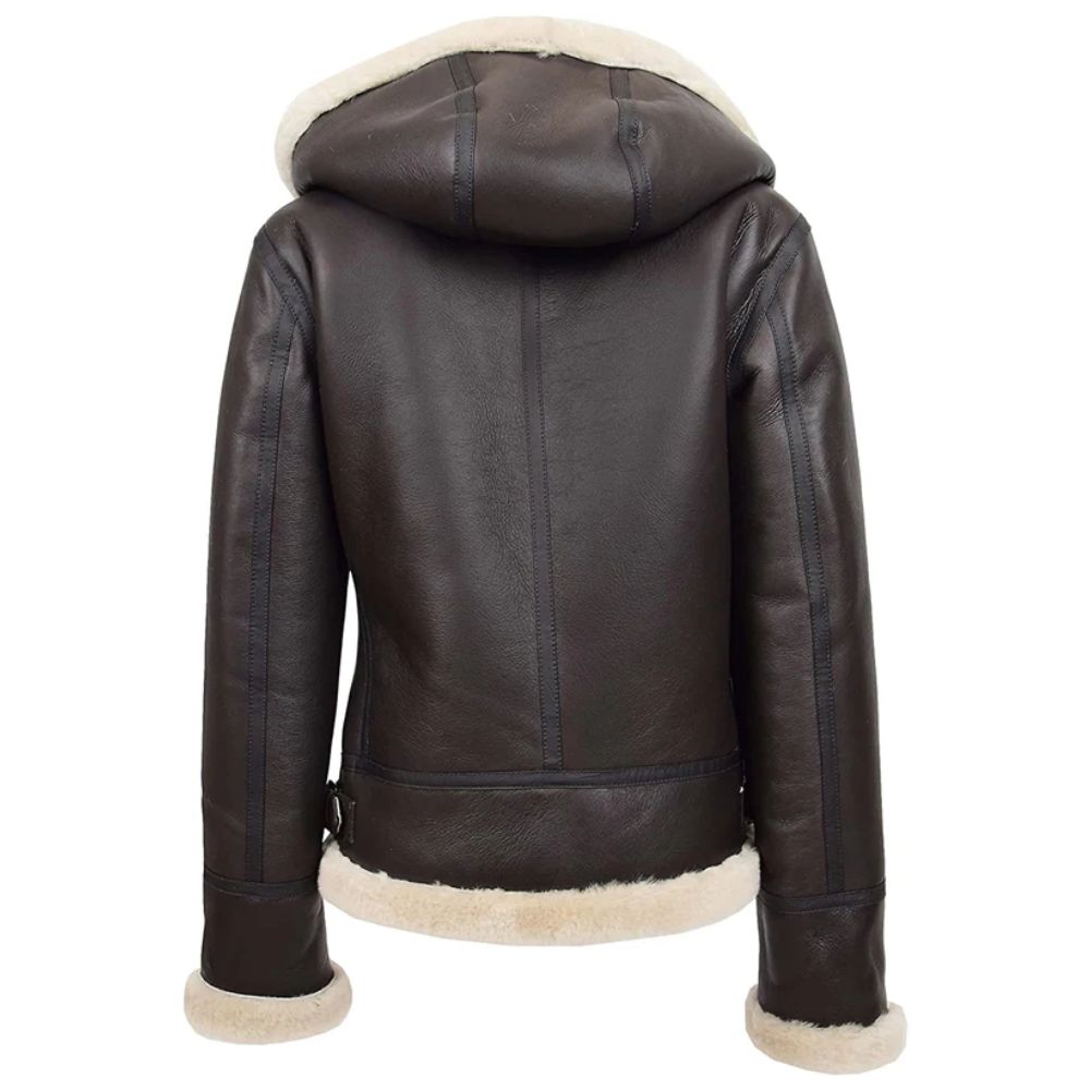 Blouson hiver femme mouton retournédoublé avec capuche