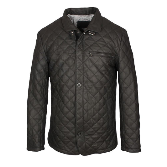 Veste cuir noir homme style quilted