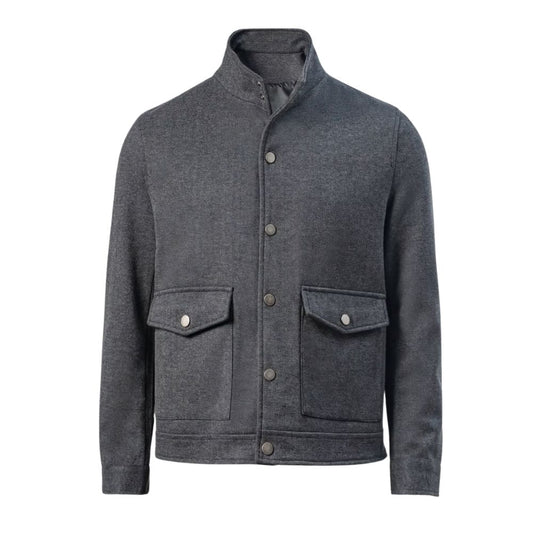 Blouson homme en laine grise style camionneur moderne