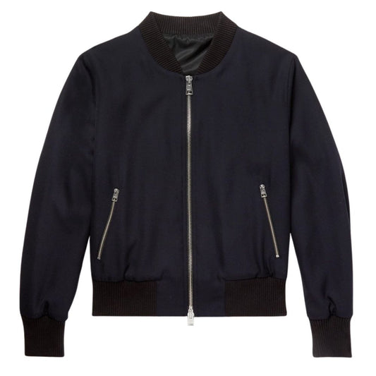Blouson laine noire style bombardier pour homme