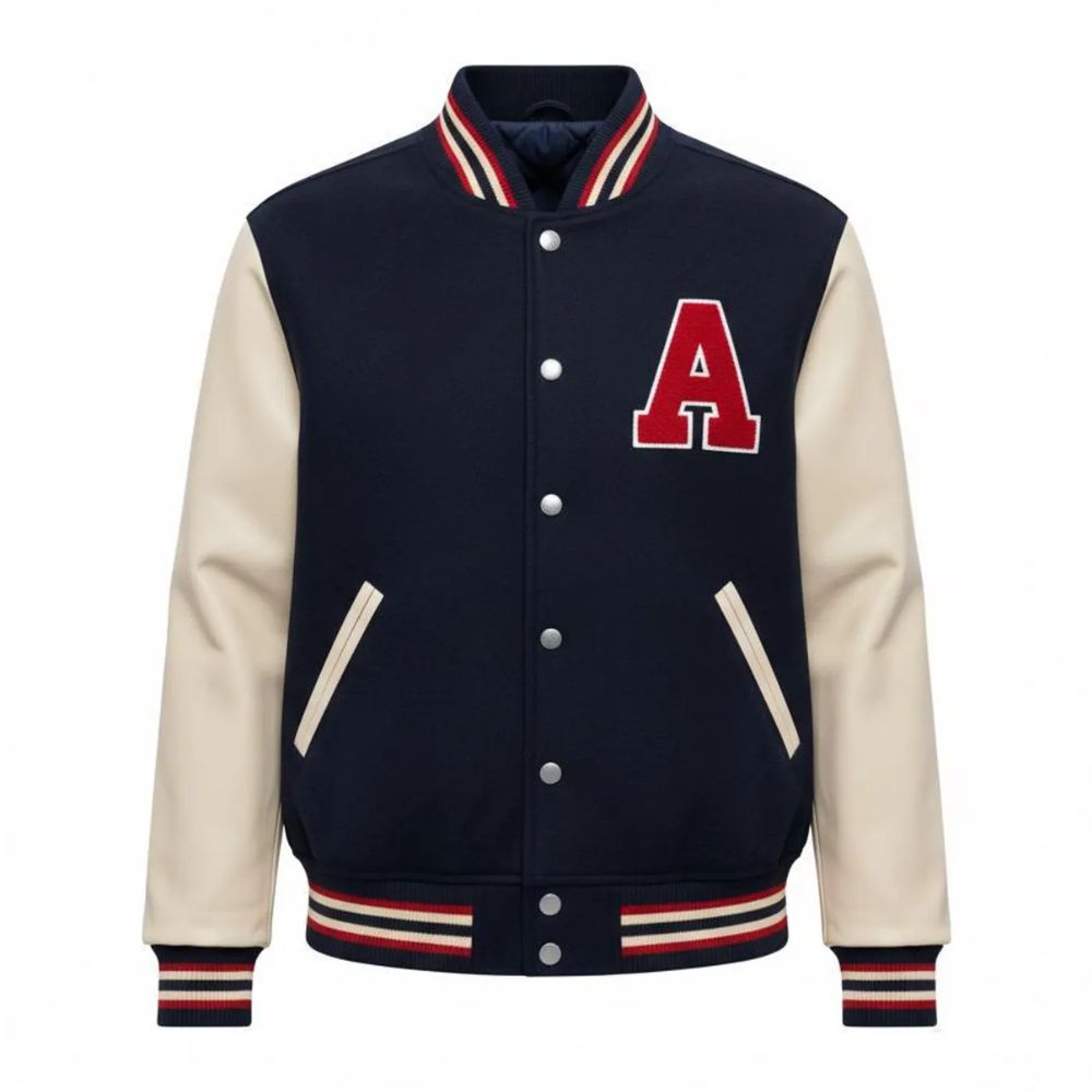 Blouson homme look varsity bleu