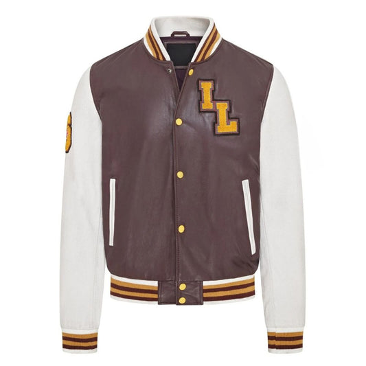 Blouson homme style varsity cuir marron
