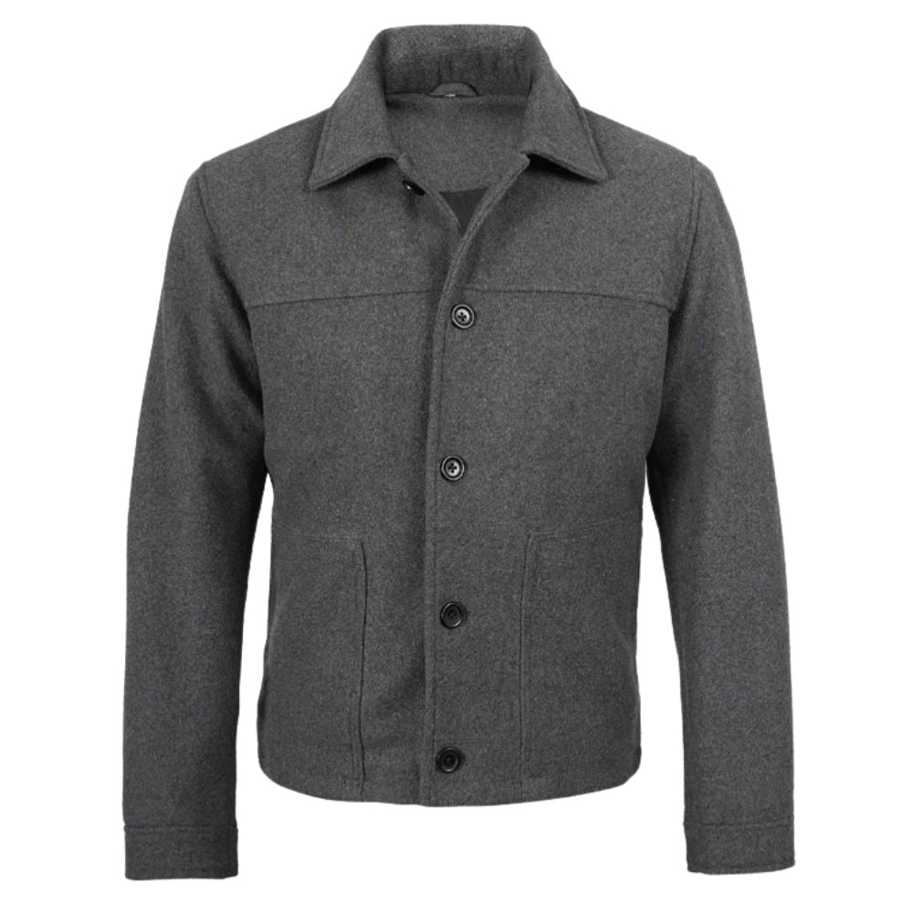 Blouson gris en laine pour homme look tendance