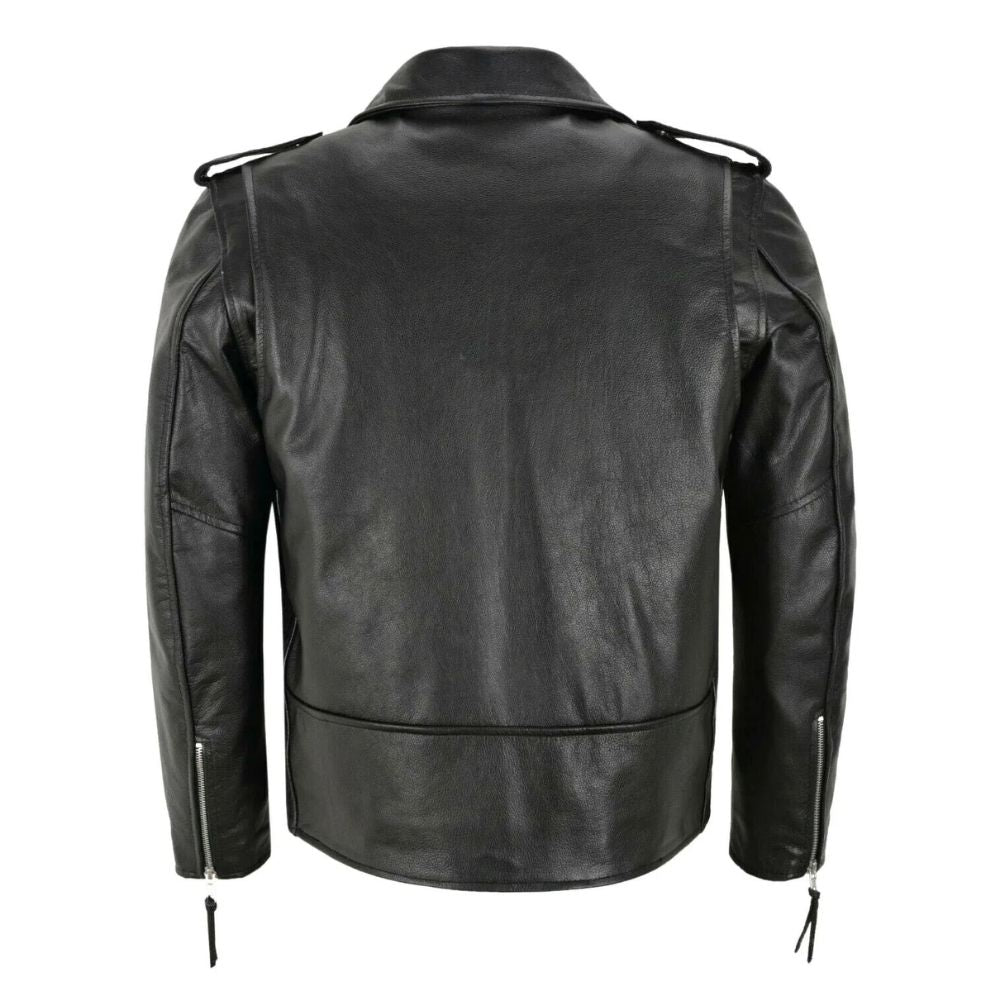 Blouson style biker en cuir noir pour homme