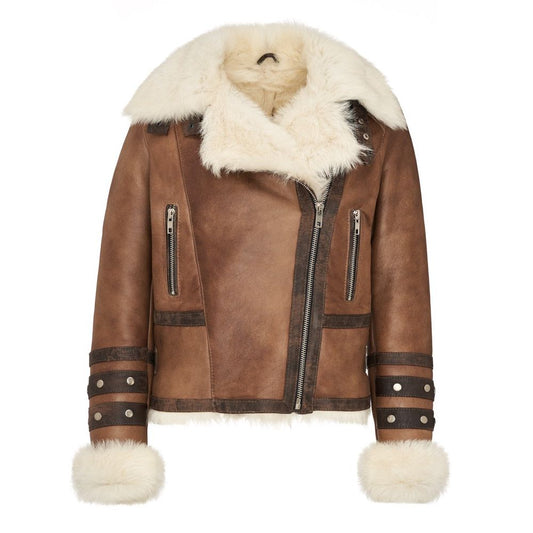 Blouson moto cuir haut de gamme doublé mouton retourné