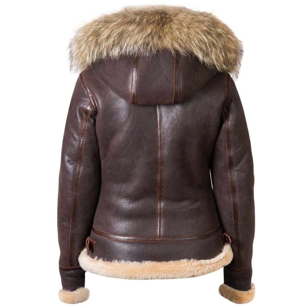 Blouson style aviateur en peau lainée