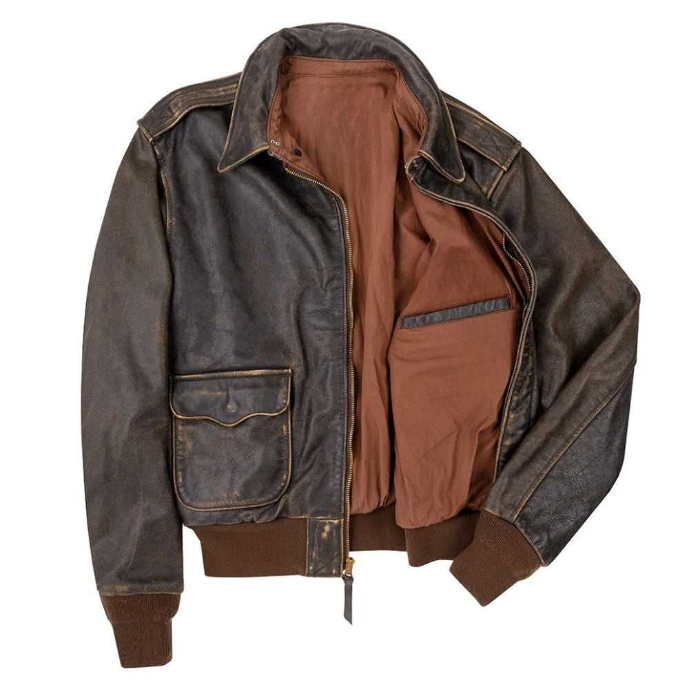 bombardier homme en cuir vachette finition vieillie