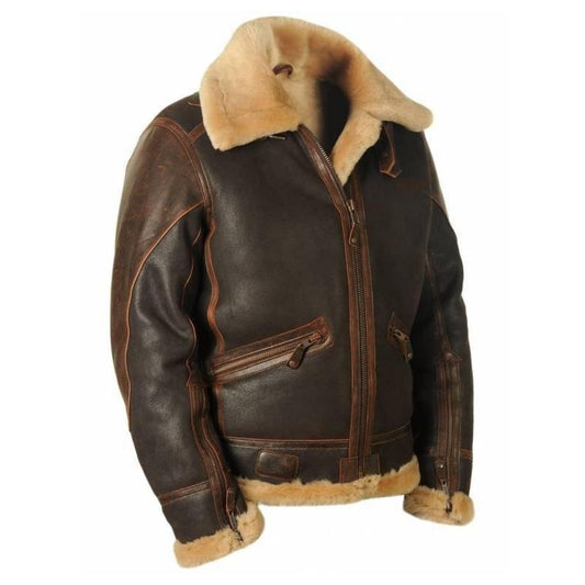 Veste Bombardier B-3 homme en cuir shearling marron