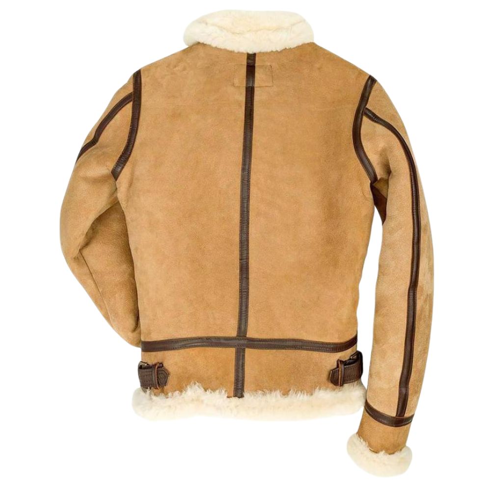 Blouson aviateur B3 en daim marron pour homme doublé fourrure