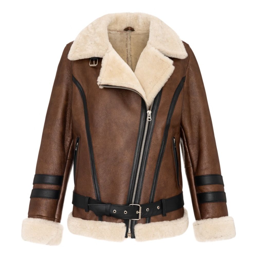 Veste aviateur B3 pour femme en cuir fourré mouton