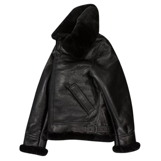 Veste B3 aviateur homme cuir mouton noir doubléemouton retourné