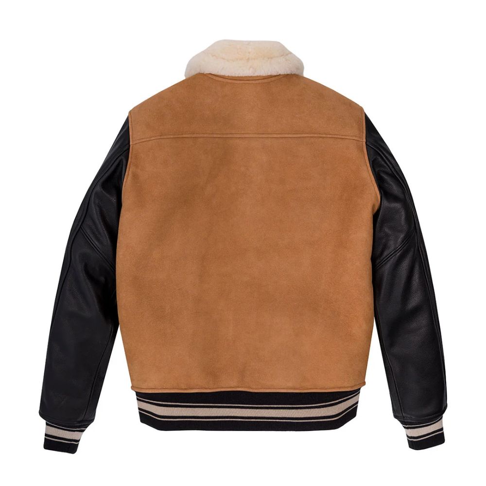 Blouson bombardier B3 homme style aviateur en cuir et fourrure