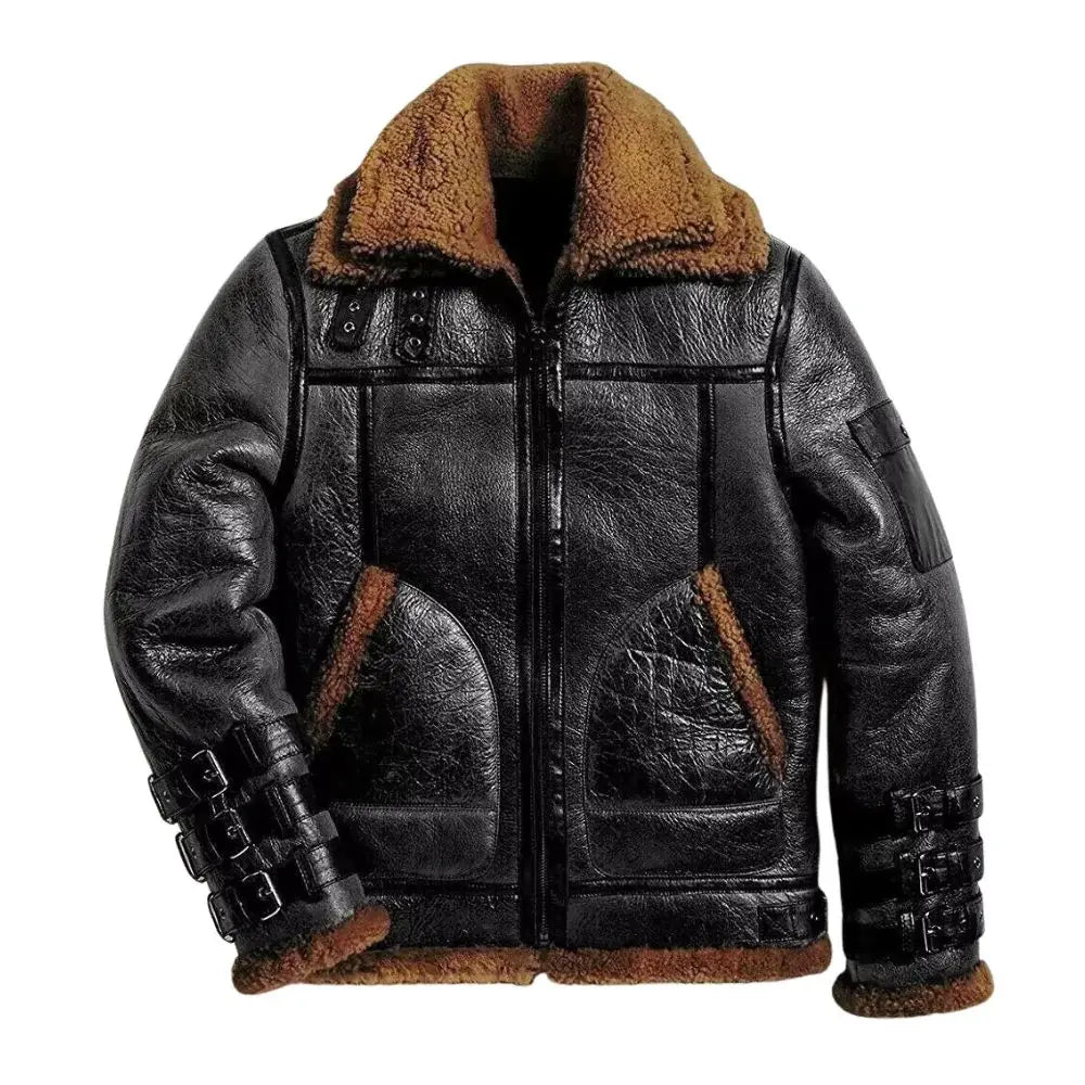 veste b3 raf homme cuir mouton noir