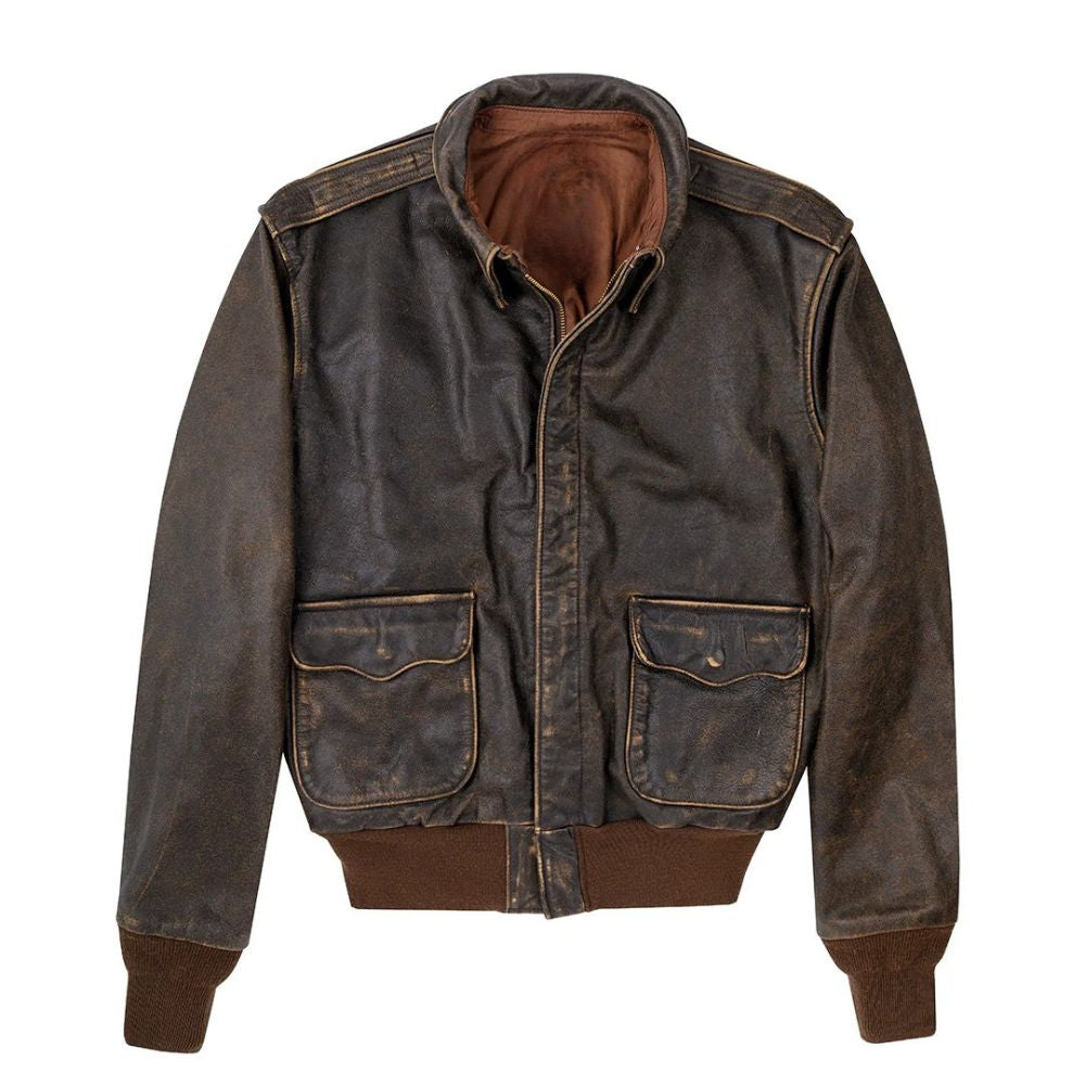 Veste bomber homme en cuir vachette style ancien