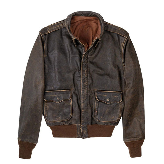 Veste bomber homme en cuir vachette style ancien