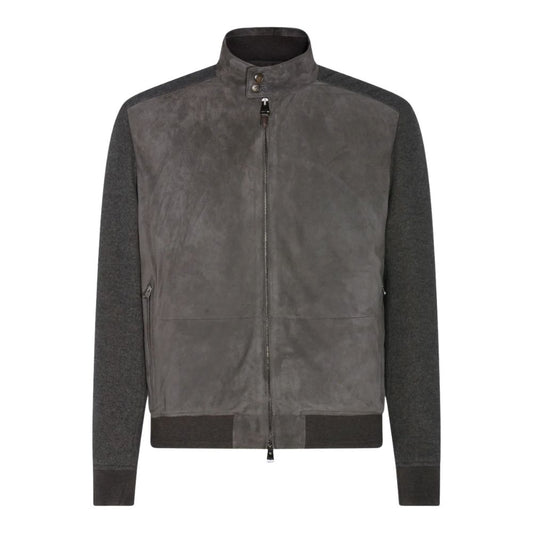 Veste Bomber Suédée Grise Homme Tendance