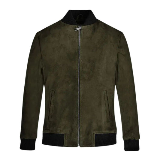 Veste bomber suédée verte pour homme tendance