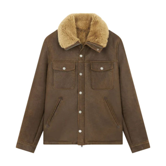 Veste chaude en cuir de mouton retourné pour homme