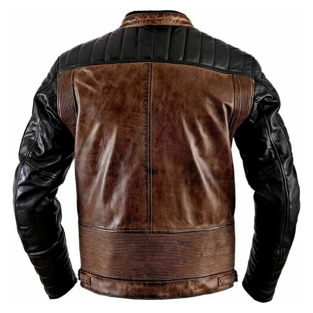 Veste cuir noir homme coupe motard
