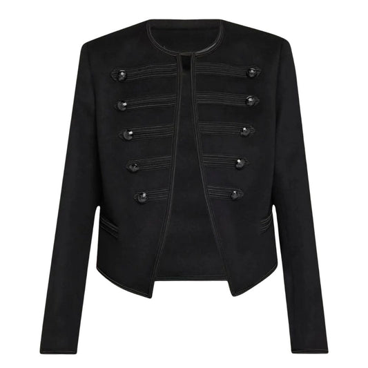 Blouson femme en laine noire style militaire