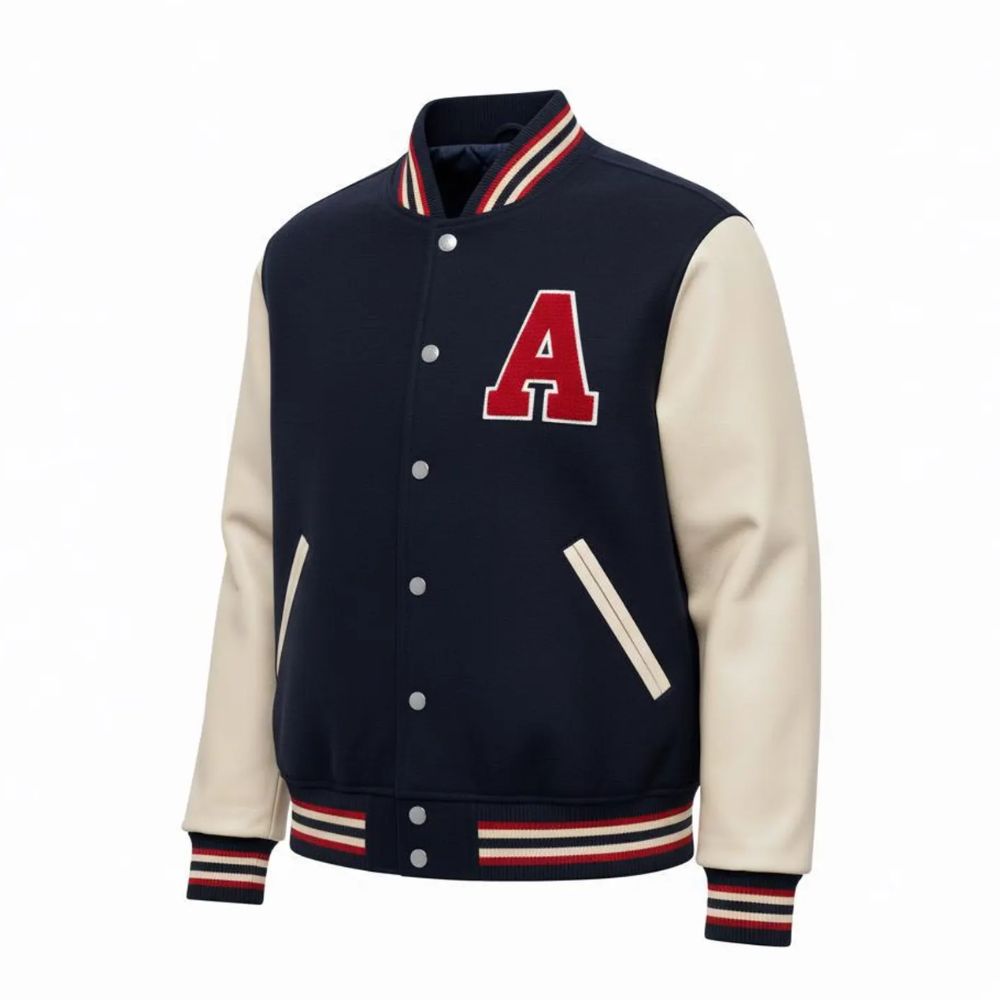 Veste bleue pour homme style universitaire moderne