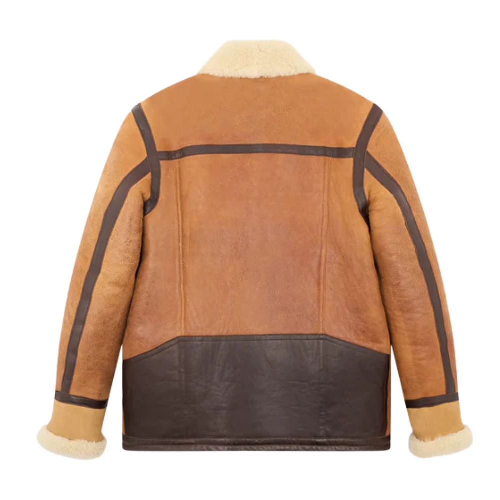 Blouson homme cuir agneau marron doublé sherpa