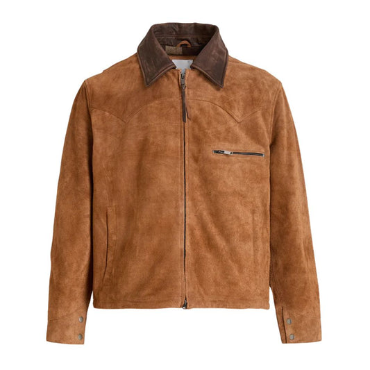 Veste homme en cuir suédé style occidental