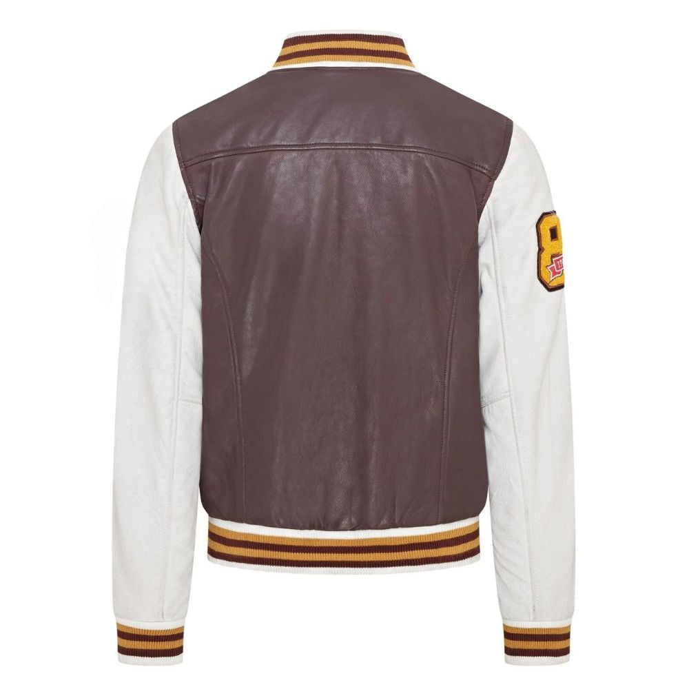 Veste cuir marron homme style universitaire